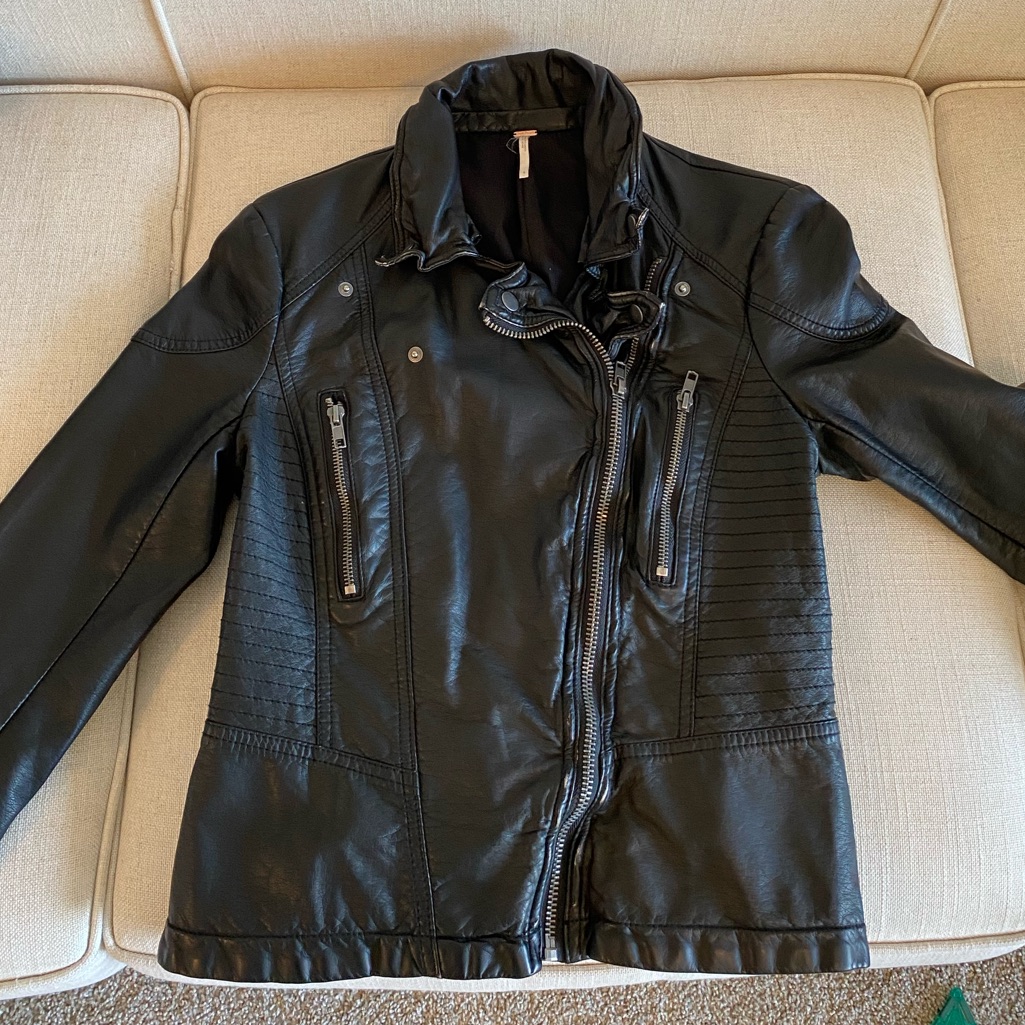 Free People Black Faux Leather Jacket, Never Worn